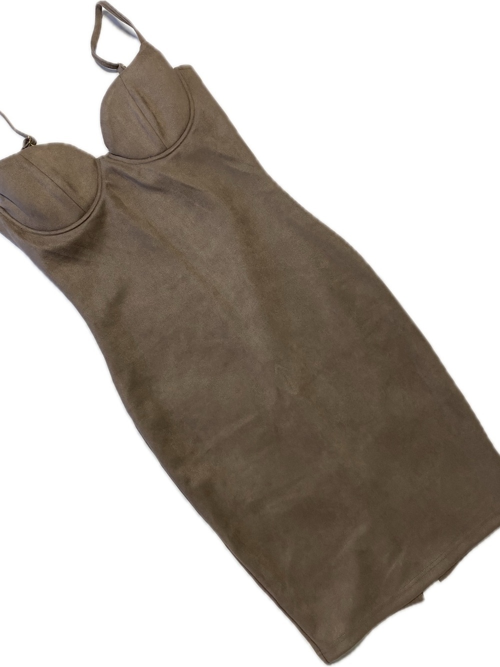 Fashion Nova Olive Bodycon Midi Dress with Molded Cups